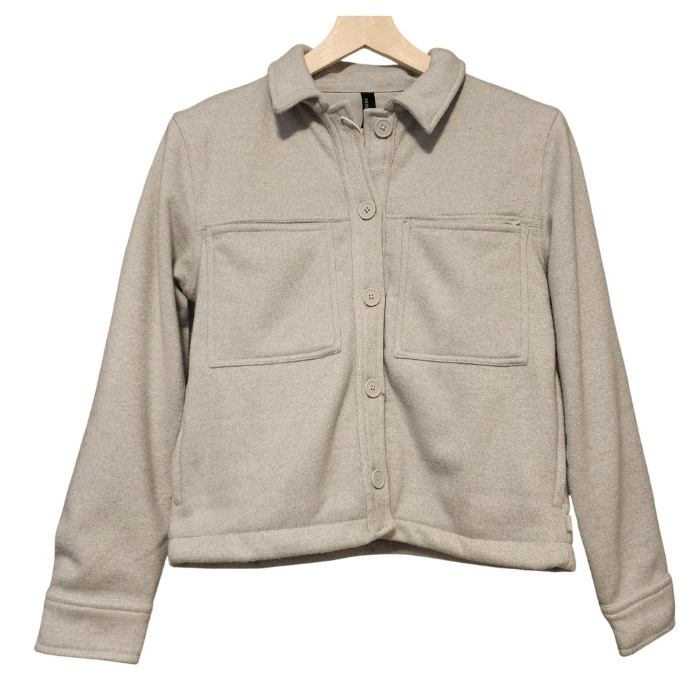 Mondetta Solid Light Gray Knit Button Up Utility Shirt Jacket Shacket Medium